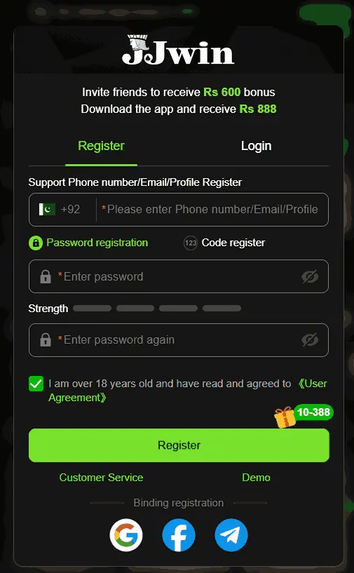 REGISTER/LOGIN,JJWIN GAME